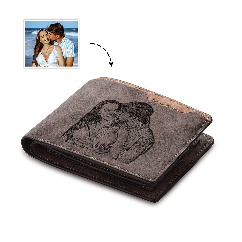 Photo Engraving Wallet Father's Day Boyfriend Holiday Gift