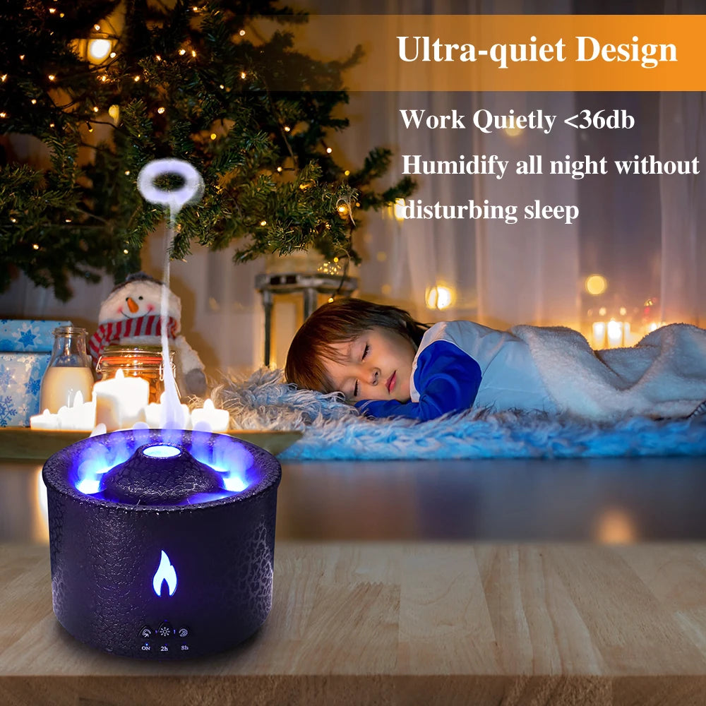 Volcano Fire Flame Air Humidifier Aroma Diffuser Essential Oil