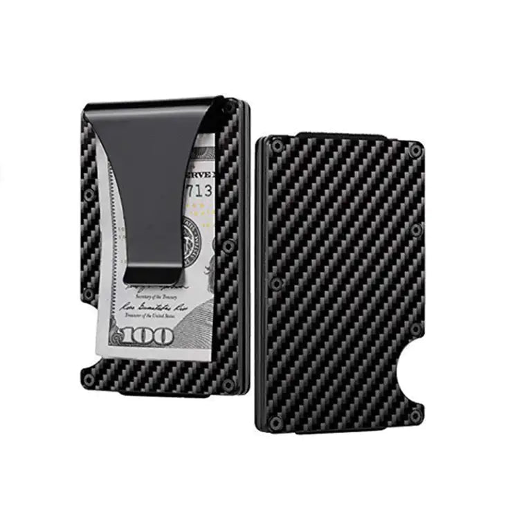 Customizable Metal Aluminum Carbon Fiber Wallet with Money Clip and RFID Card Holder