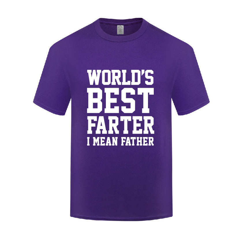 Funny Ironic Father's Day Gift T Shirt Men's Loose World's Best Farter I Mean Father